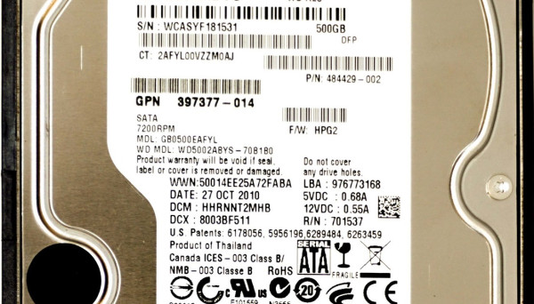 484429-002 6G 7.2K rpm LFF SATA 500GB