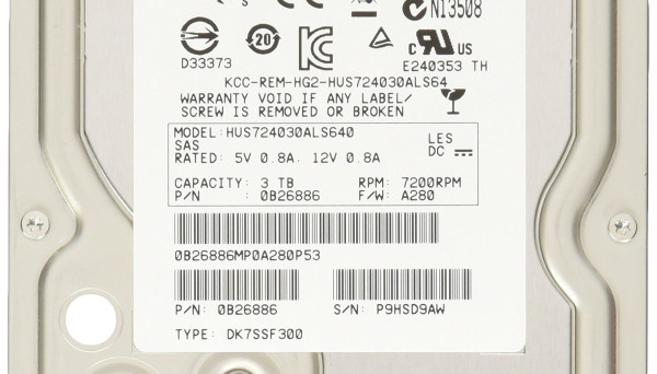 HUS724030ALS640 Hot-Plug 6 Gb/s SAS LFF 3TB 7.2K